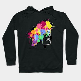 Colorful women face drippy hoodies drip merch design Hoodie